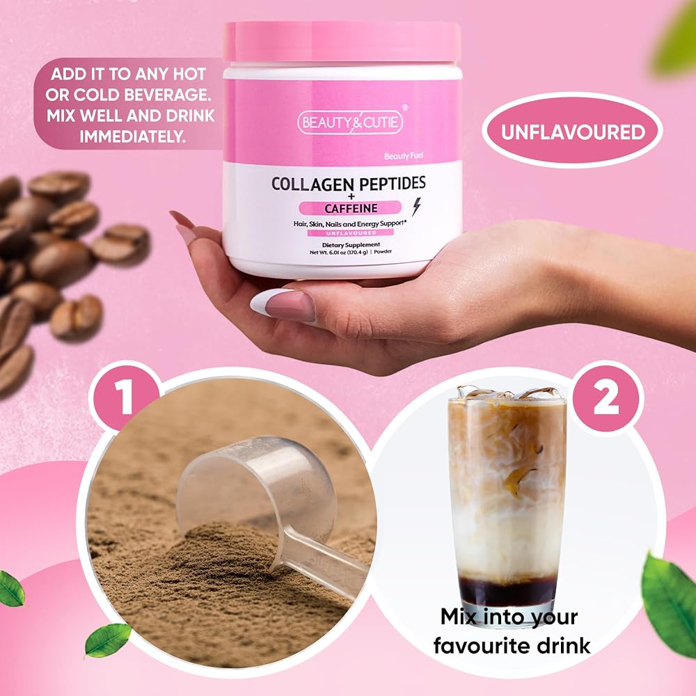 BEAUTY AND CUTIE Collagen Peptides with Caffeine Powder - 6.01 oz - image 5