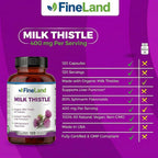 FineLand Milk Thistle Pills 50:1 Extract Liver Support - 120 Vegan Capsules - image 4
