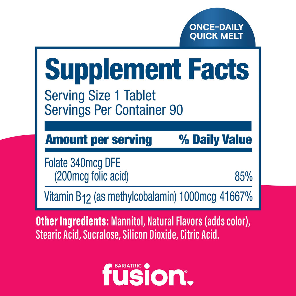 Bariatric Fusion Vitamin B12 1,000mcg Cherry Berry Quick Melts - 90 Tablets - image 4