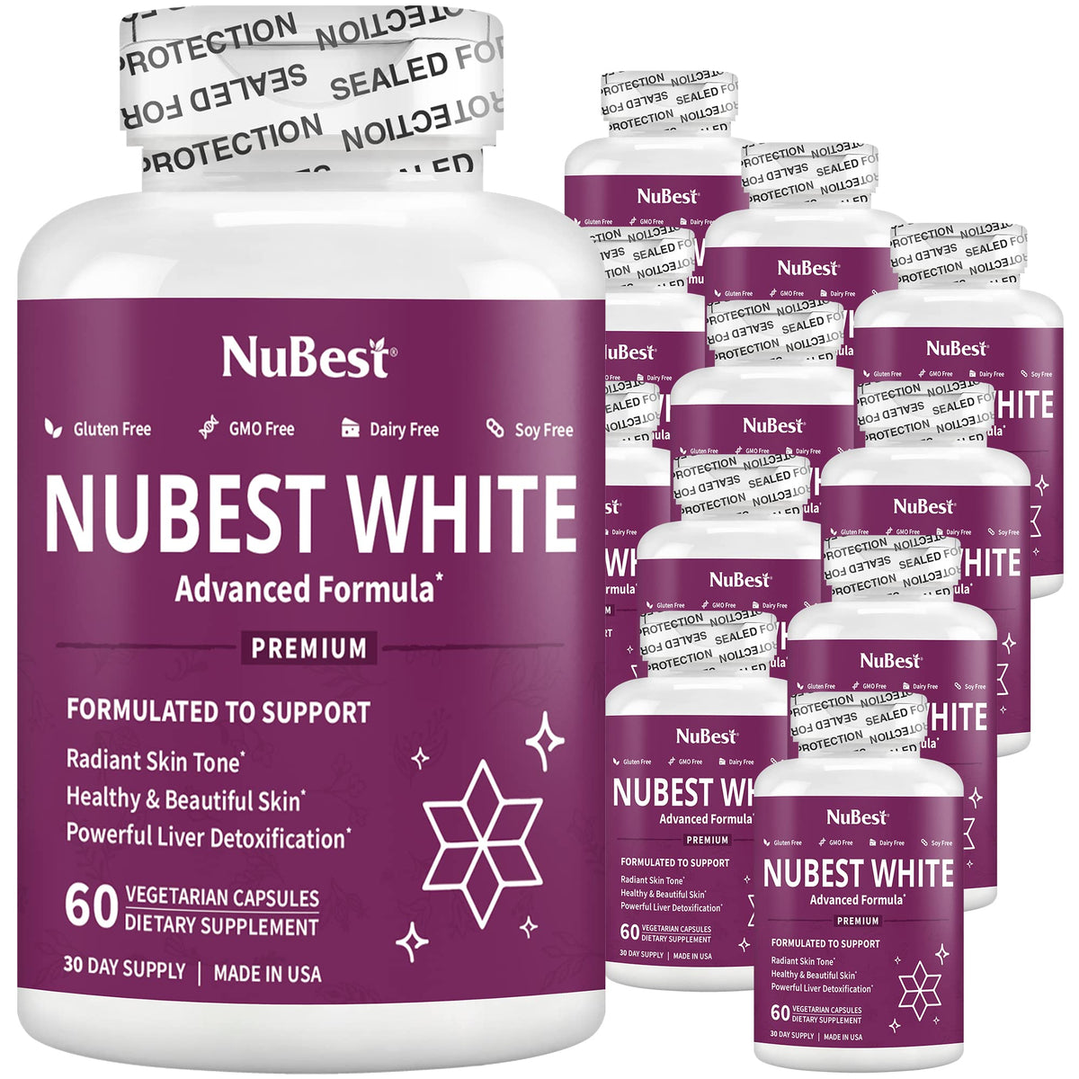NuBest White Glutathione 400mg Skin Brightening Supplement - 12 Pack
