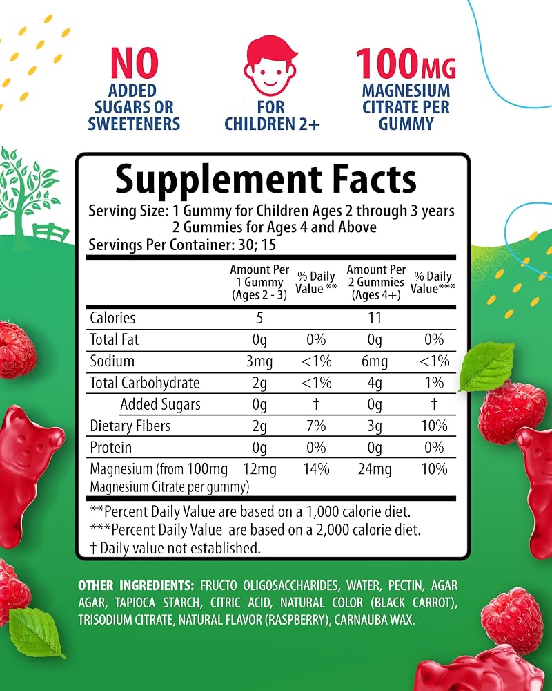 SUNNY SAM Magnesium Gummies for Kids & Adults - 100mg - Calm
