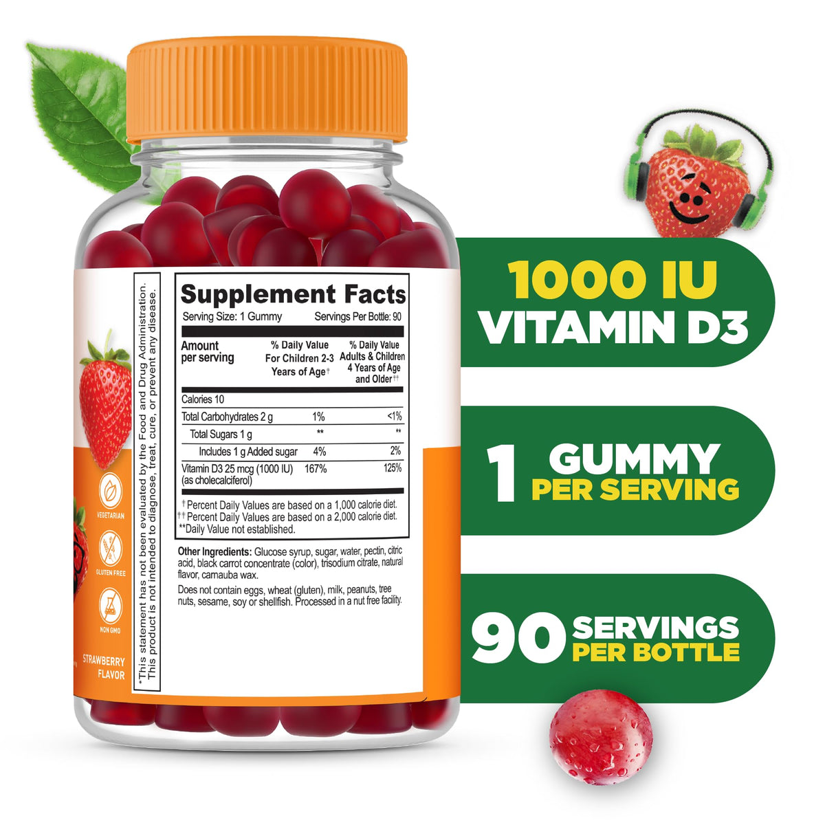 Lifeable Kids Vitamin D3 1000 IU Gummies - 90 Count - image 2