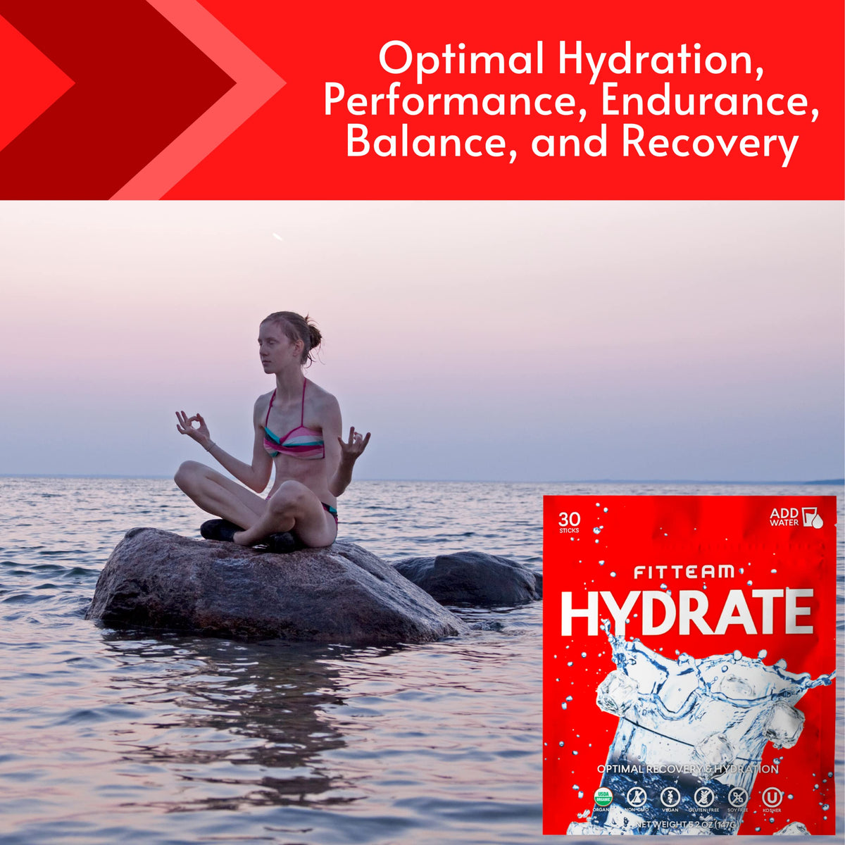 FITTEAM HYDRATE Organic Electrolyte Drink Mix - 30 Stick Packs - image 4