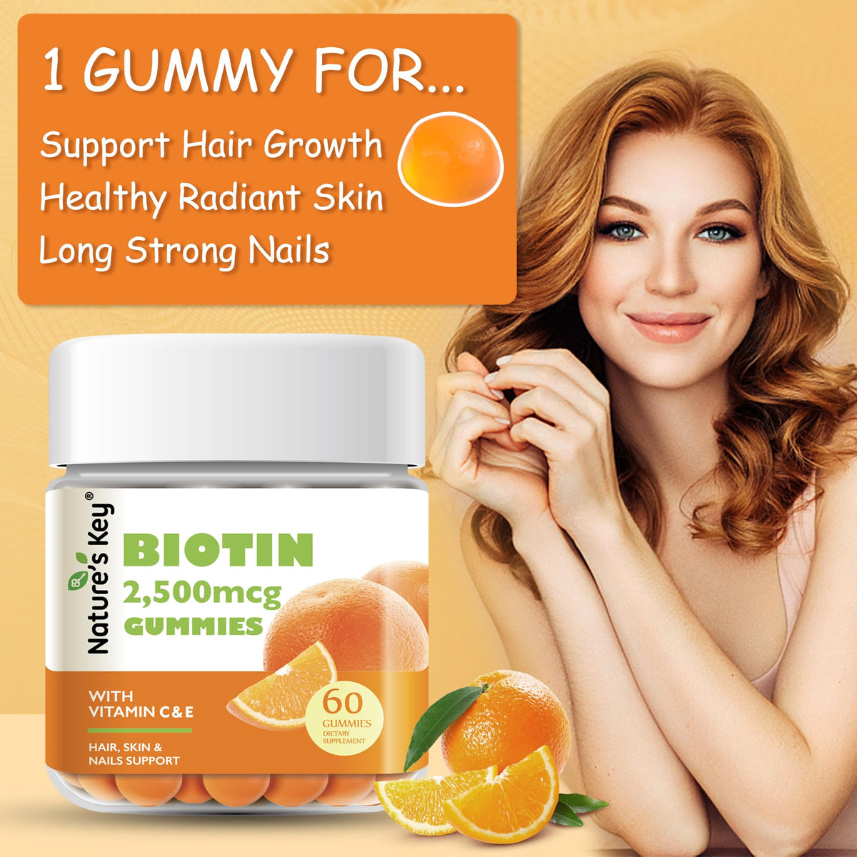Nature's Key Biotin Gummies with Vitamin C and E