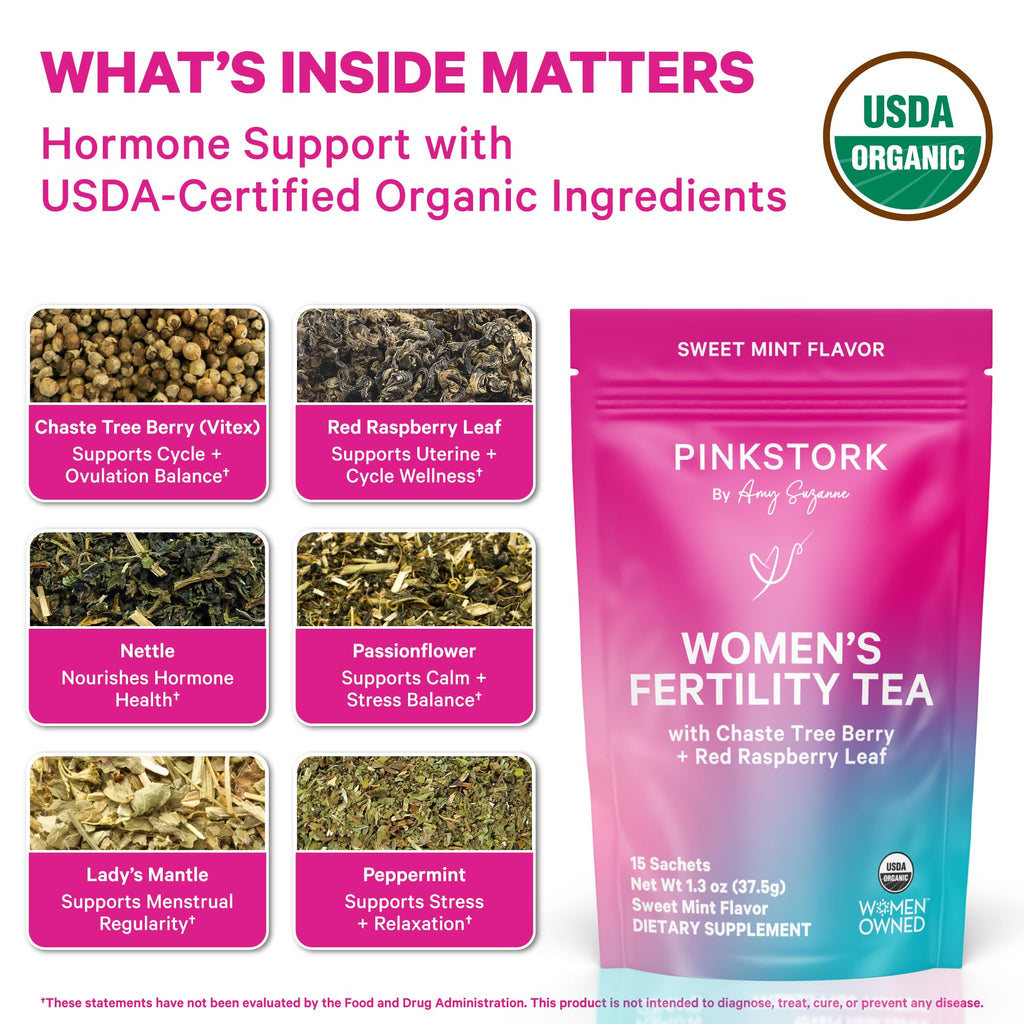 Pink Stork Fertility Tea Organic Vitex Cycle Support - 15 Sachets - image 2