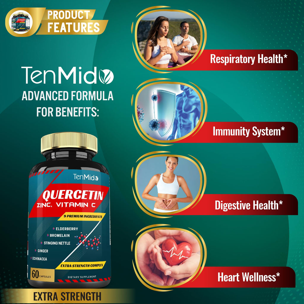 Tenmido Quercetin Extract with Elderberry & Echinacea - 60 Capsules - image 5