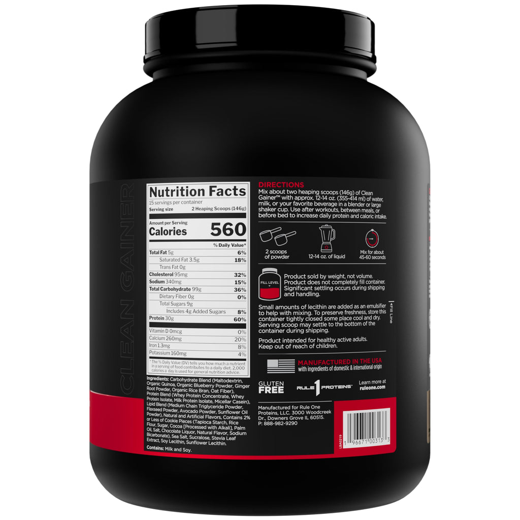 Rule 1 Clean Gainer - High-Protein Lean Gain Formula with 560 Calories