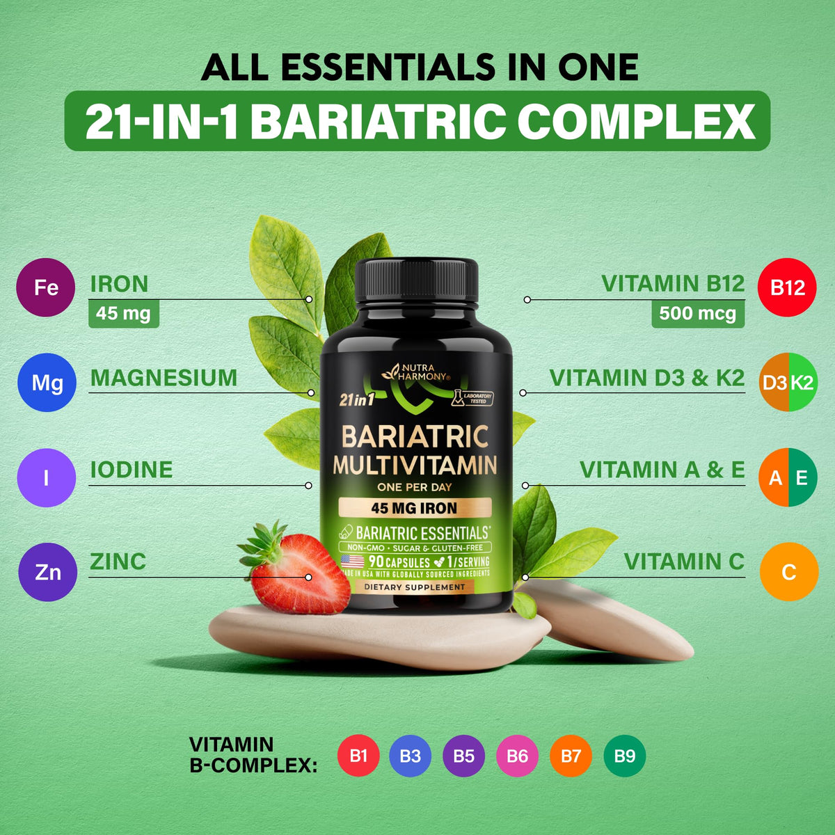 NUTRAHARMONY Bariatric Multivitamin with Iron 45mg - 90 Capsules - image 4