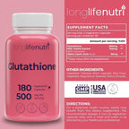 LongLifeNutri Reduced Glutathione 500mg Antioxidant - 180 Capsules - image 2