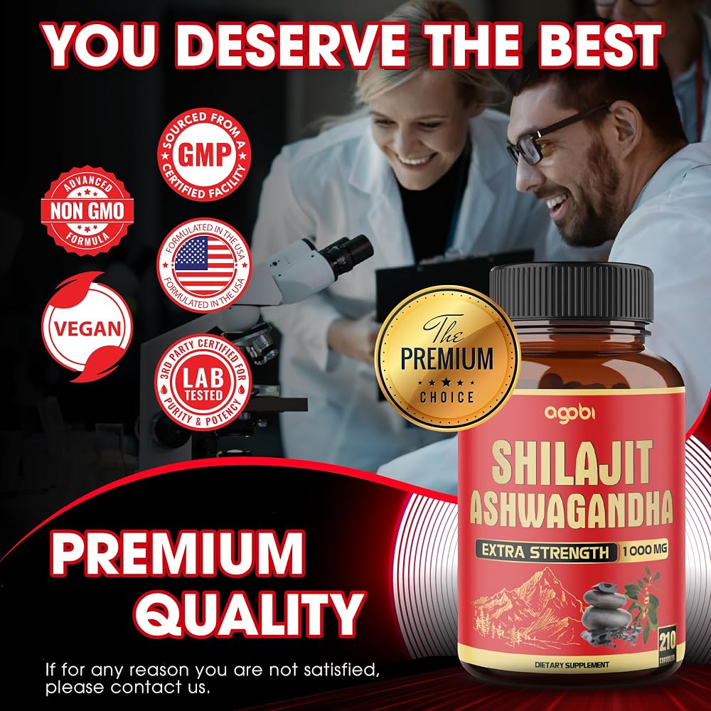 agobi Shilajit & Ashwagandha Supplement 600mg - 210 Capsules - image 6