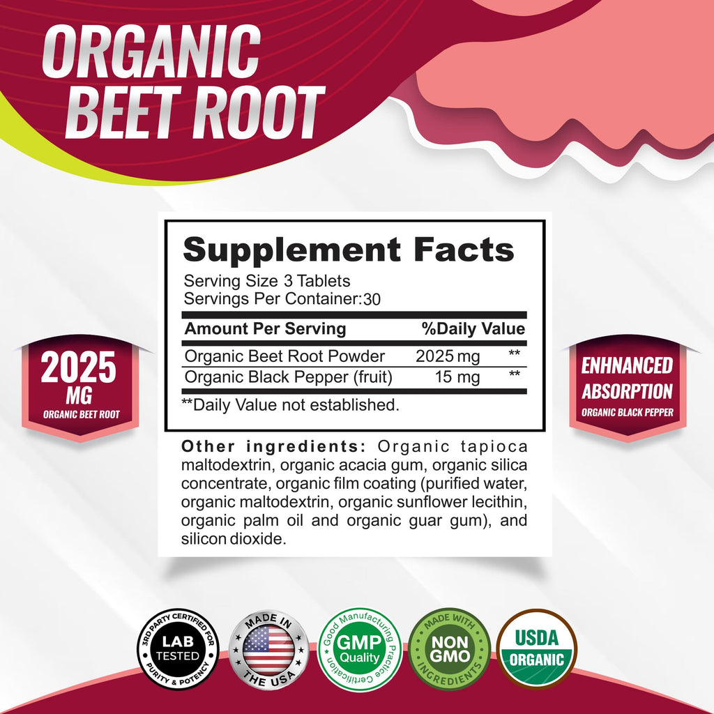 Toplux Organic Beet Root Powder Tablets 2040mg - 90 Tablets - image 2