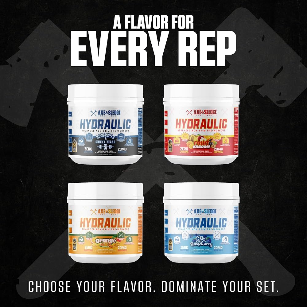 Axe & Sledge Hydraulic Stim-Free Pre-Workout Powder for Men & Women