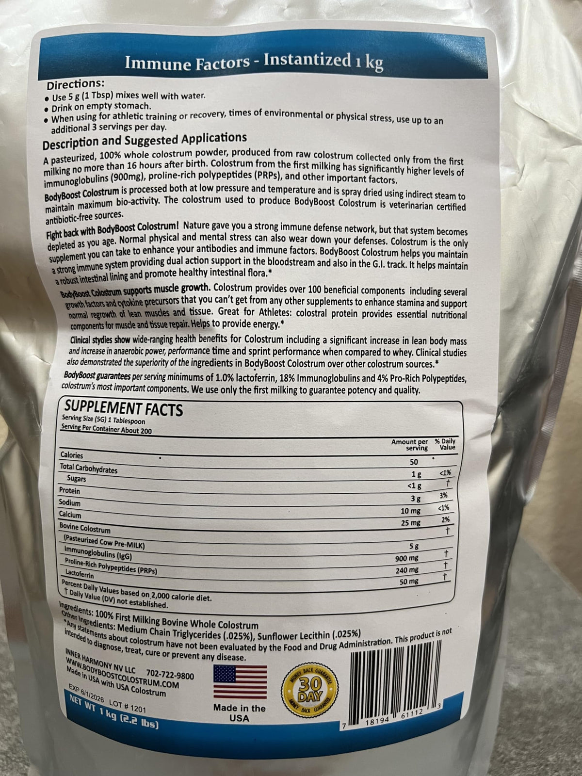 BodyBoost Colostrum Whole & Instantized