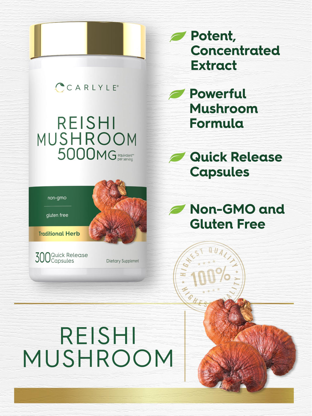 Carlyle Reishi Mushroom Capsules - 300 Count - image 4