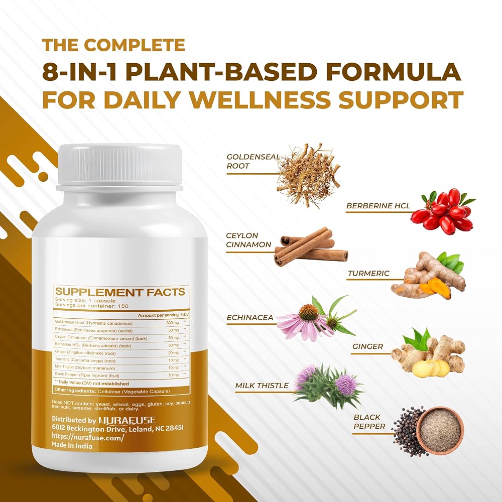 NuraFuse Goldenseal 8-in-1 for Digestive & Immune Wellness - 150 Capsules - image 3
