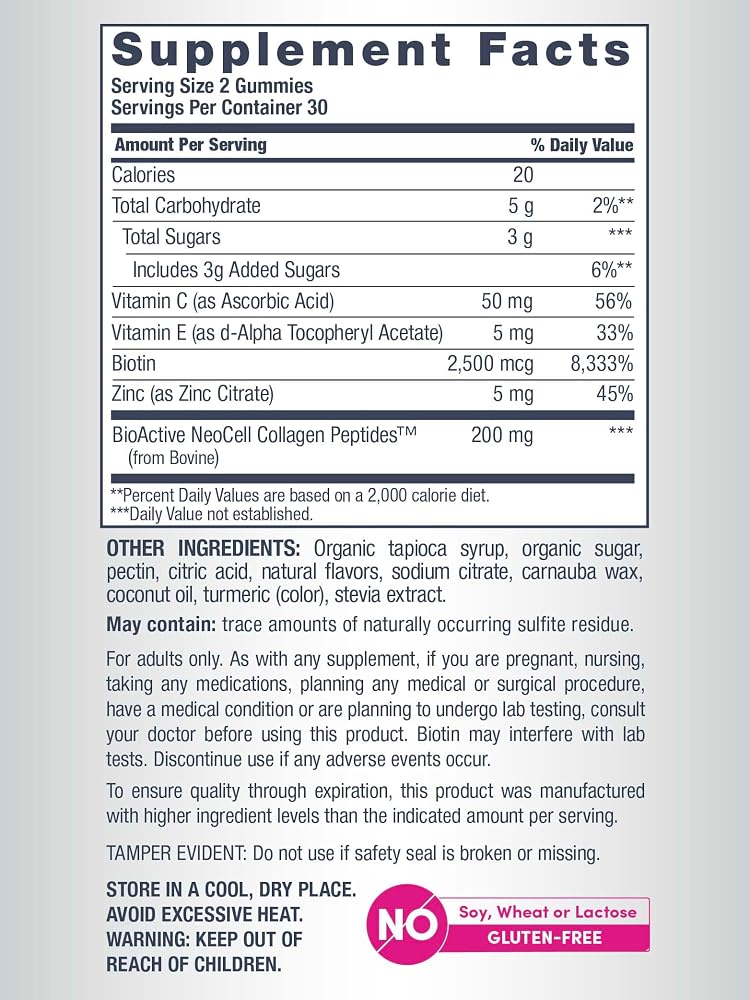 NeoCell Hair Skin and Nails Gummies with Collagen - 60 Count - image 4