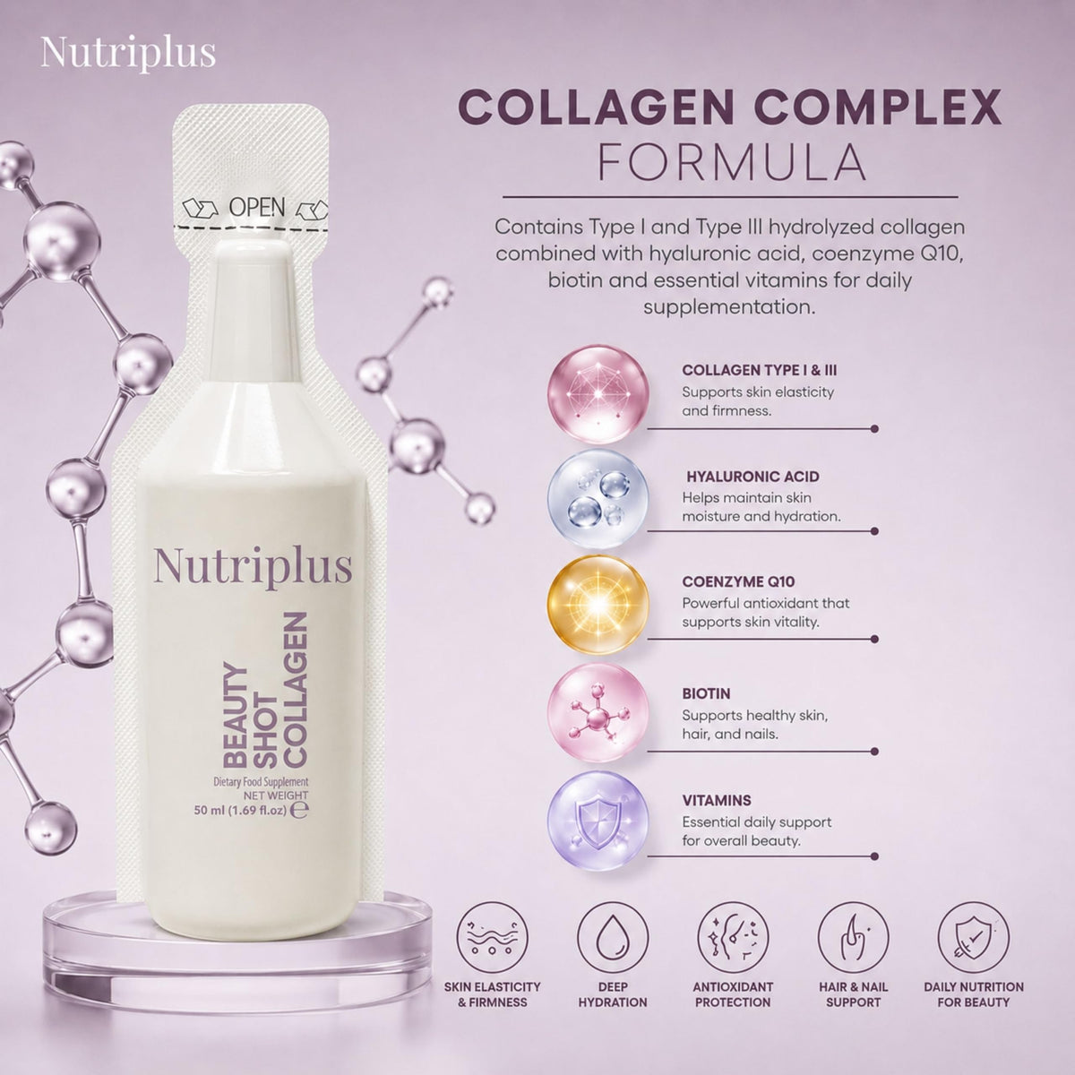 FARMASi Nutriplus Beauty Shot Collagen Cranberry - 20.29 fl oz - image 4
