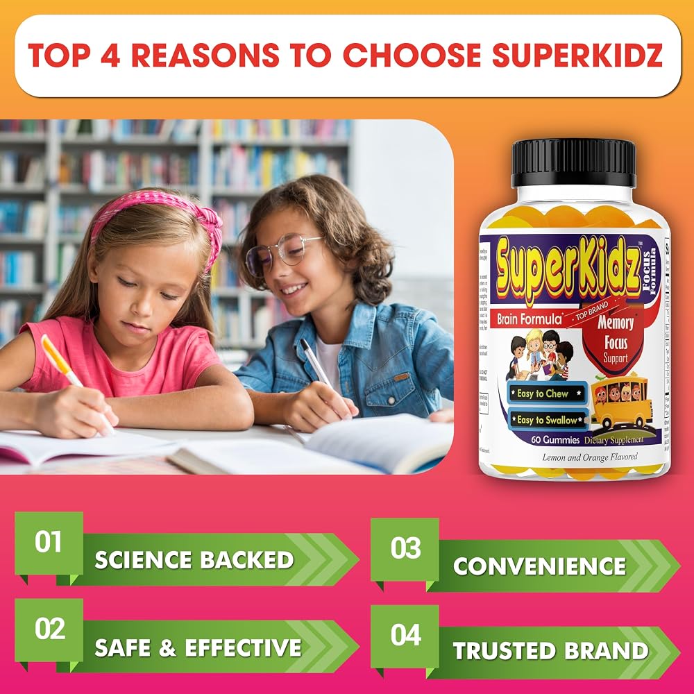Superkids Kids Focus Gummies with Omega 3 DHA - 60 Count - image 4