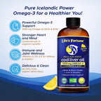 Life's Fortune Cod Liver Oil Liquid Lemon Flavor Organic Supplement
