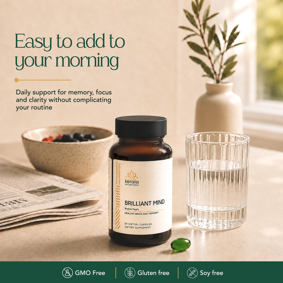 Kerala Ayurveda Brahmi Pearls for Memory & Focus - 60 Capsules - image 7
