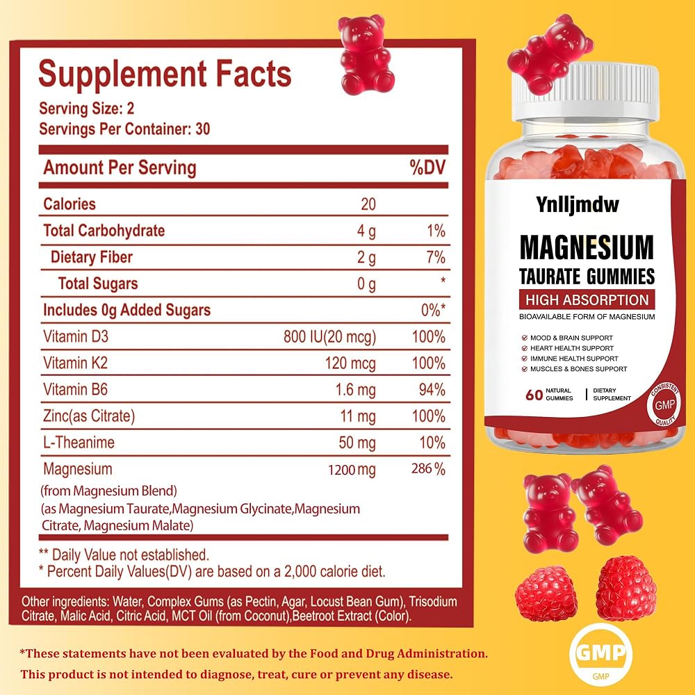 Ynlljmdw Magnesium Taurate Gummies
