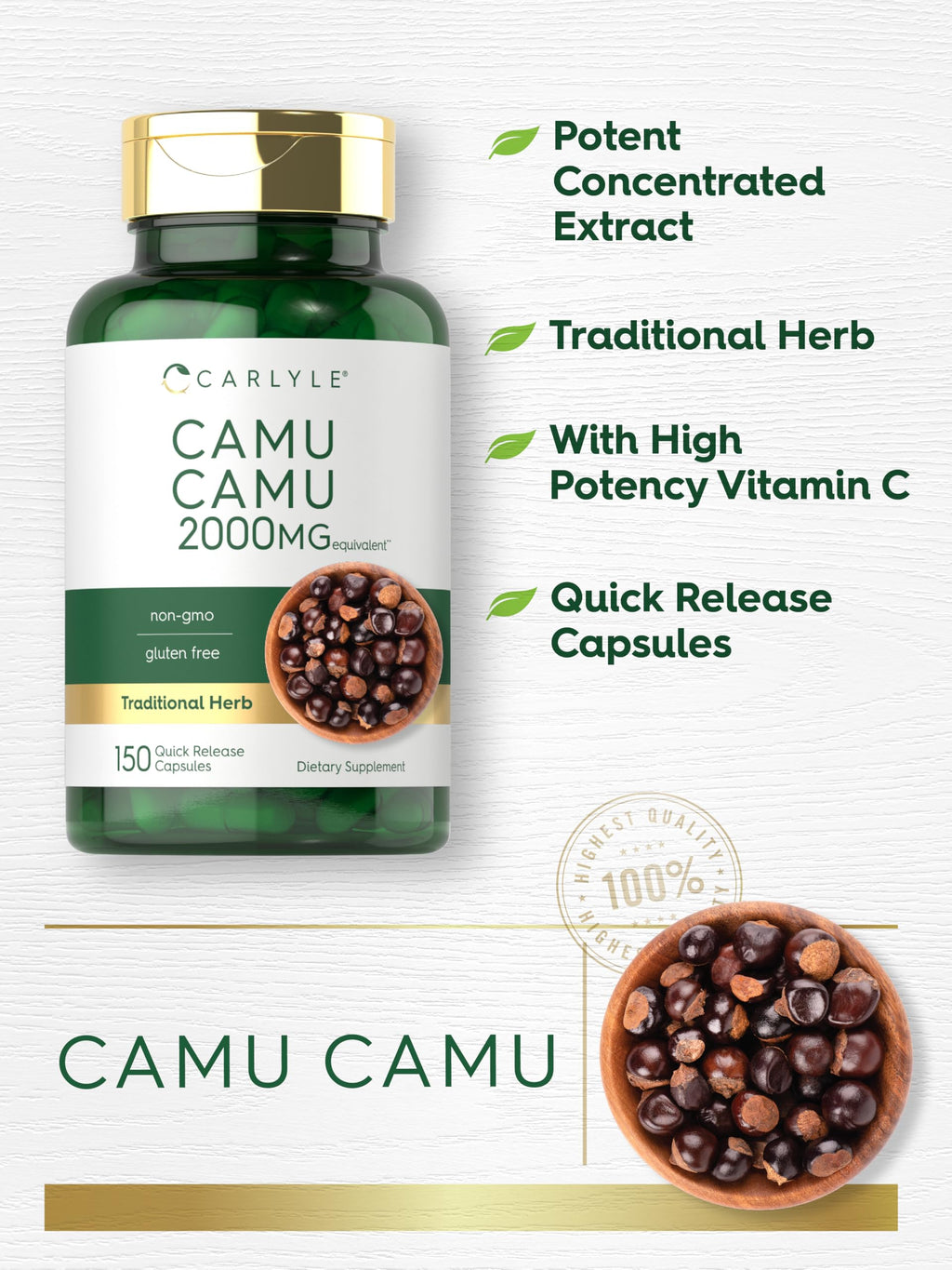 Carlyle Camu Camu with Vitamin C - 150 Capsules - image 4