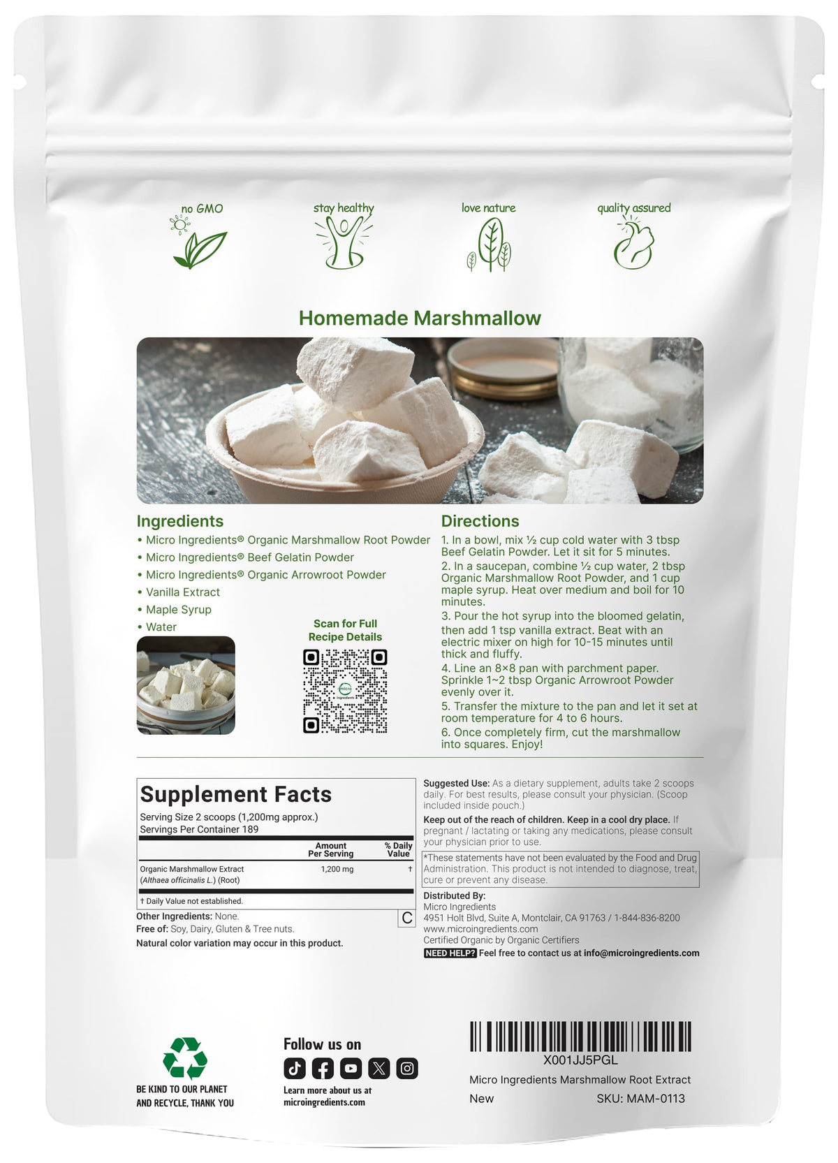 Micro Ingredients Organic Marshmallow Root Powder - 8 Ounce - image 2