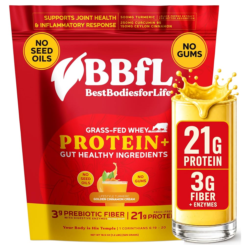 BBfL Grass-Fed Whey Protein Shake with Turmeric - 15 Servings