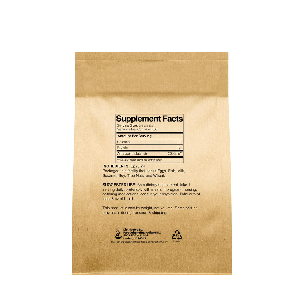 PURE ORIGINAL INGREDIENTS Spirulina Powder Green Algae Superfood