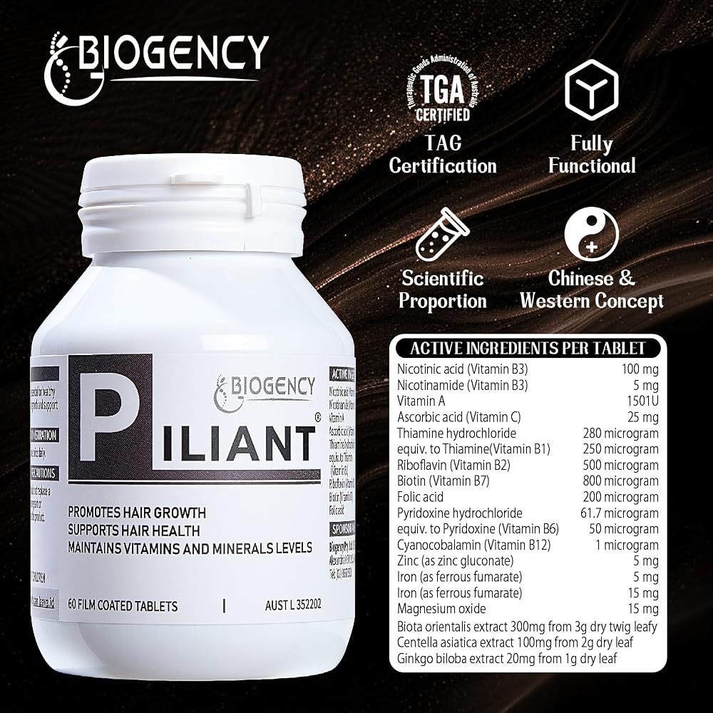 Biogency Piliant Hair Care Natural Supplement - NAD+ Vitamin Folic