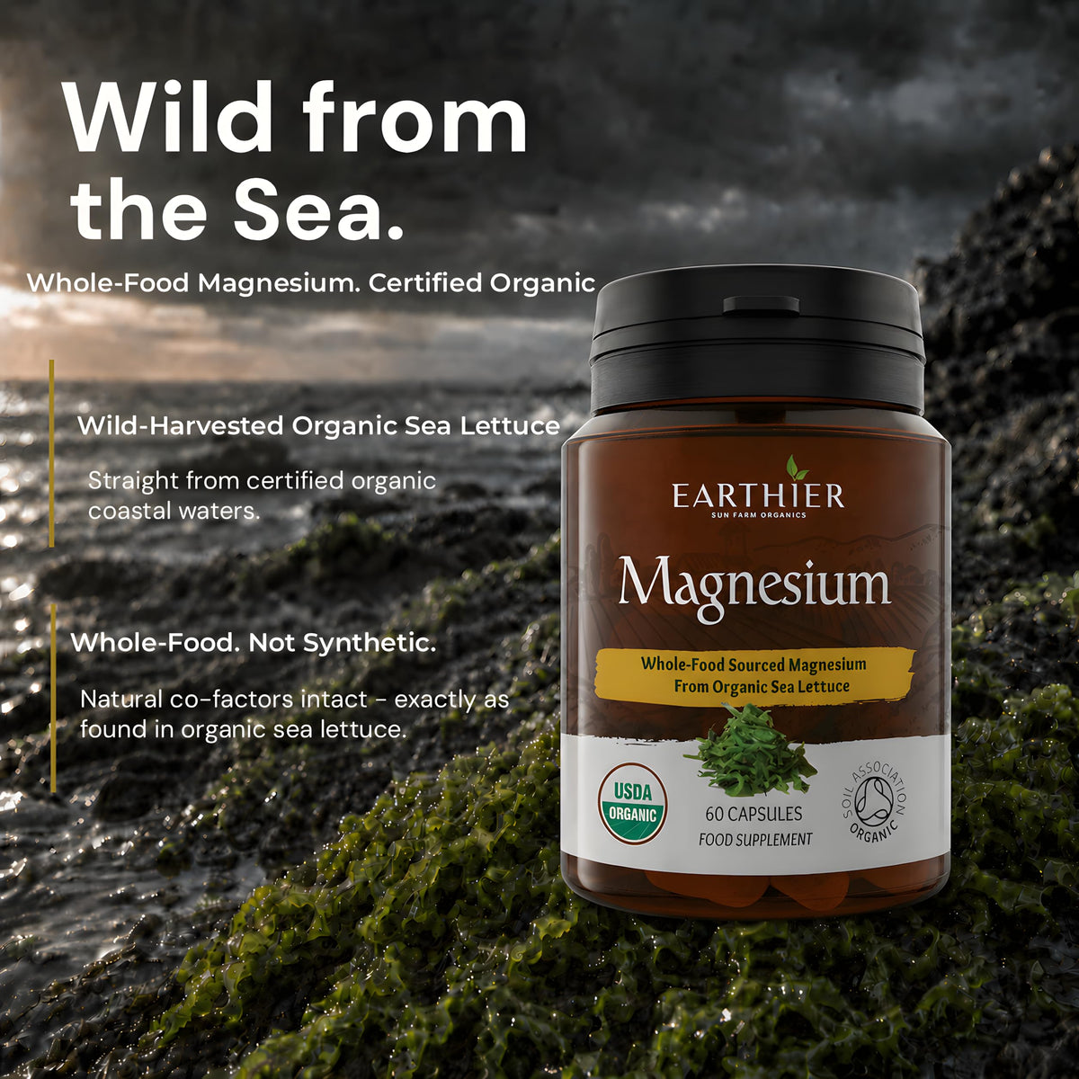 Earthier Organic Magnesium Whole Food - 60 Vegetarian Capsules - image 6