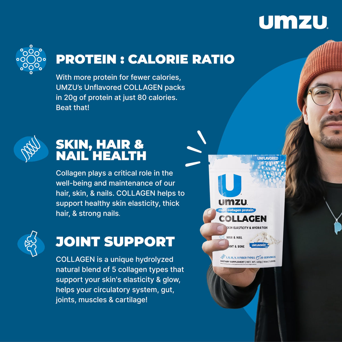 UMZU zuCollagen Collagen Peptides Powder Unflavored - 1.04 lb - image 2