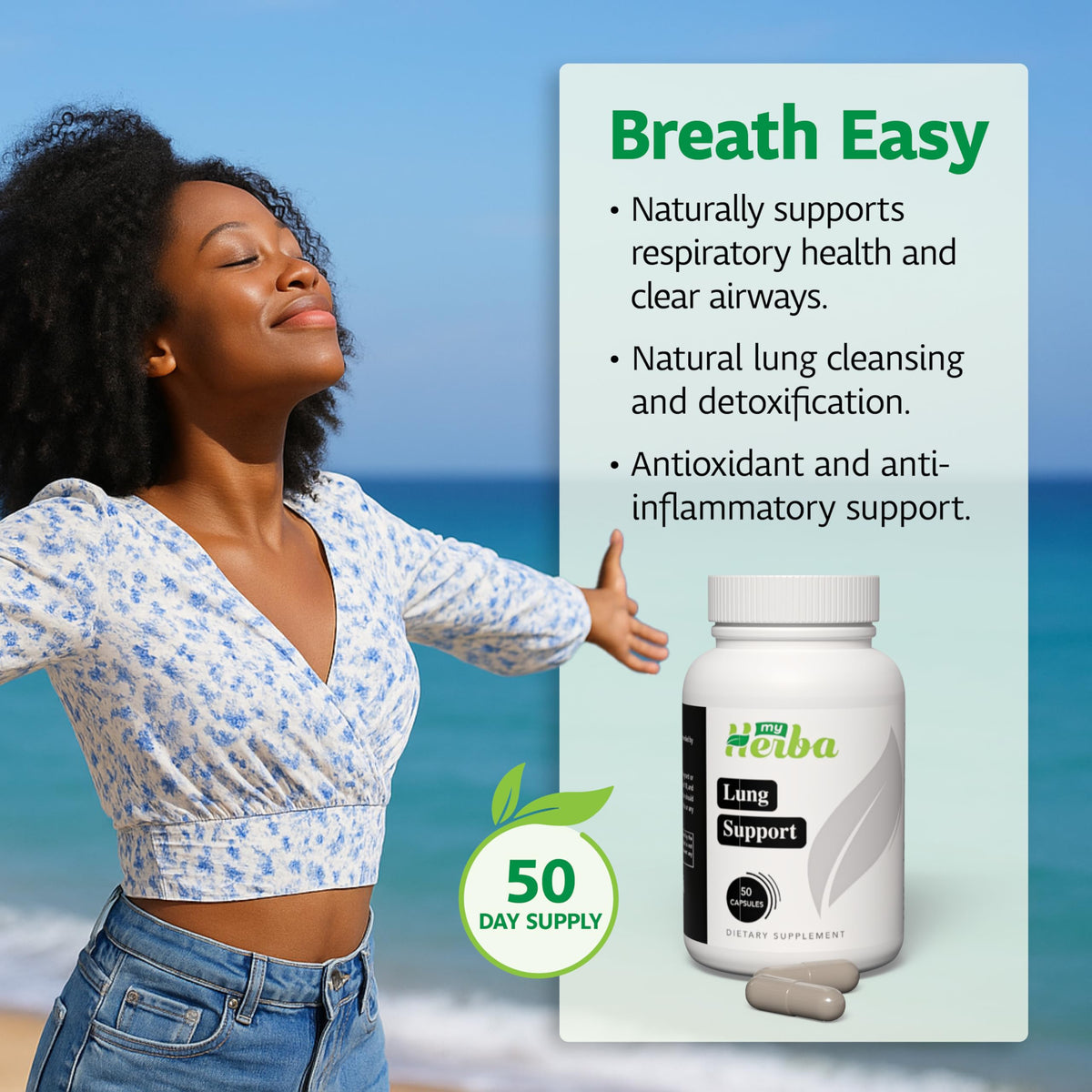 MyHerba Organic Marshmallow Root & Sea Moss Lung Support - 50 Capsules - image 3