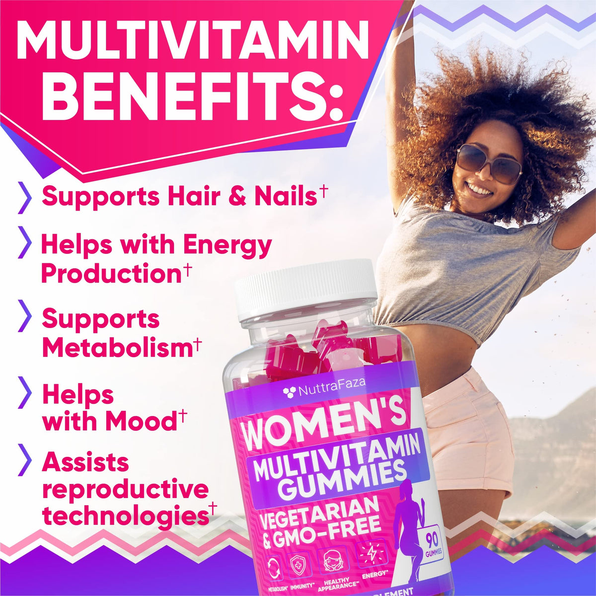 NuttraFaza Vegetarian Multivitamin Gummies for Women - 90 Gummies - image 2