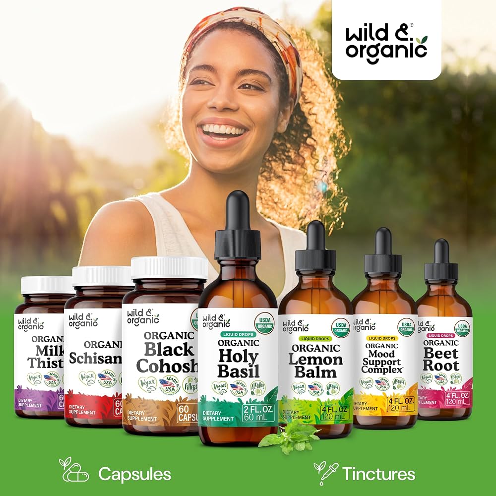 Wild & Organic Holy Basil Tincture - Organic Holy Basil Leaf Liquid
