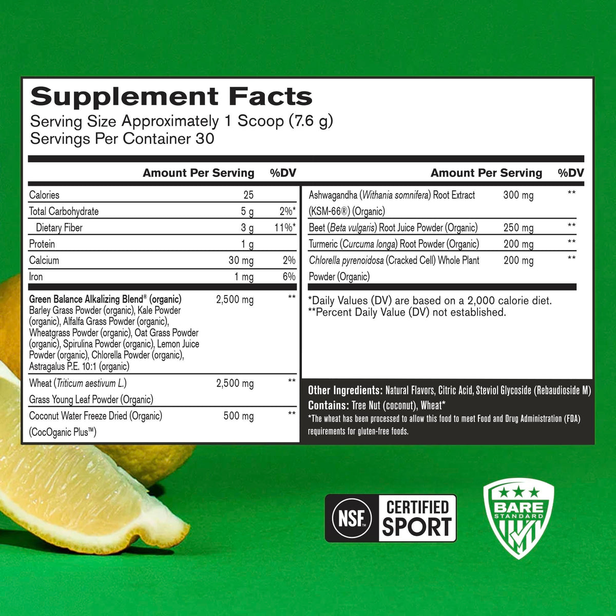 BARE PERFORMANCE NUTRITION Strong Greens Superfood Powder - 30 Servings - image 2