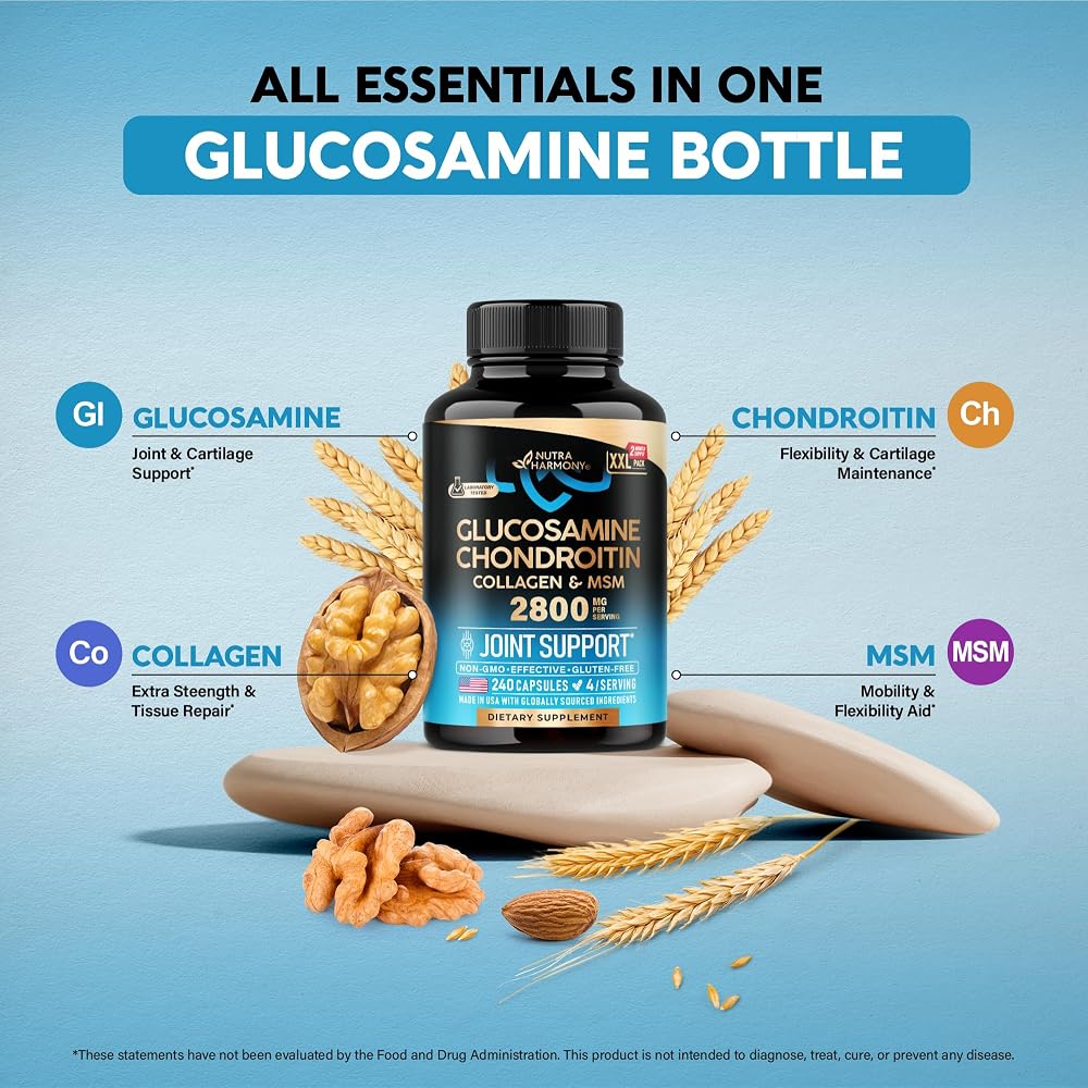 NUTRAHARMONY Glucosamine Chondroitin MSM Collagen - 240 Capsules - image 4