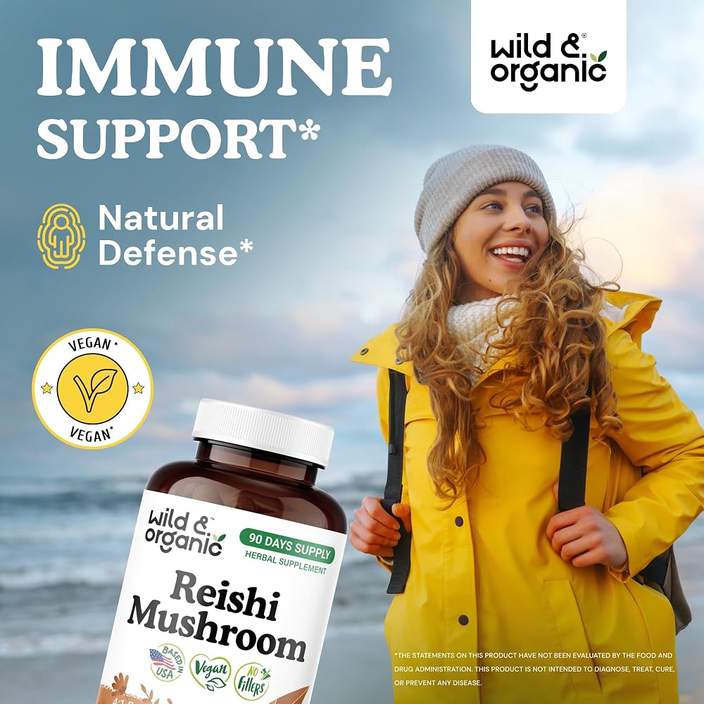 Wild & Organic Reishi Mushroom Capsules 1000mg - Immune Support