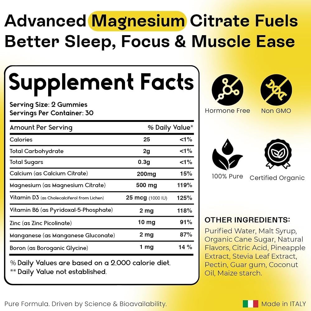 Pharmlitalia Magnesium Citrate Gummies 500mg - 60 Gummies - image 2
