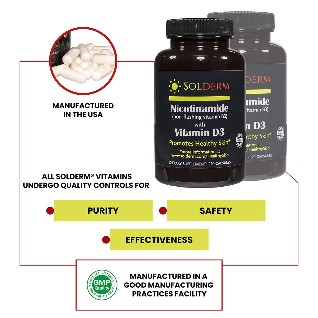 SOLDERM Nicotinamide Vitamin B3 and D3 Supplement - 60 Capsules - image 3