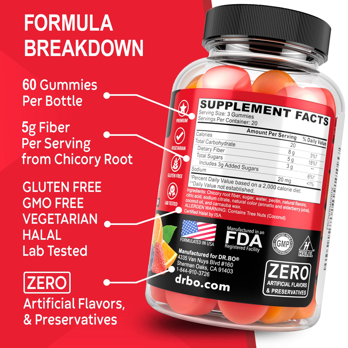 DR. BO Fiber Gummies for Adults & Kids - 60 Gummies - image 5