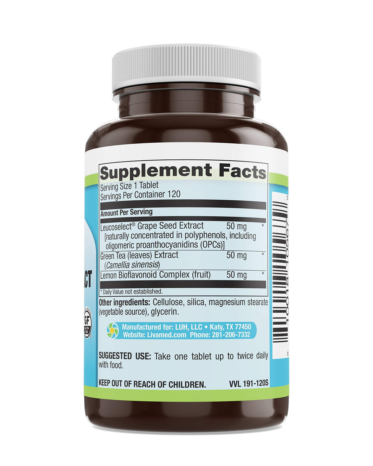 Livamed Leucoselect Grape Seed Extract 50 mg - 120 Tablets - image 3