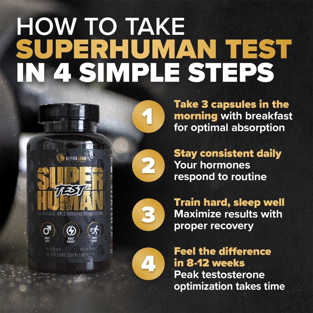 ALPHA LION Superhuman Test Natural Testosterone Booster - 30 Capsules - image 3