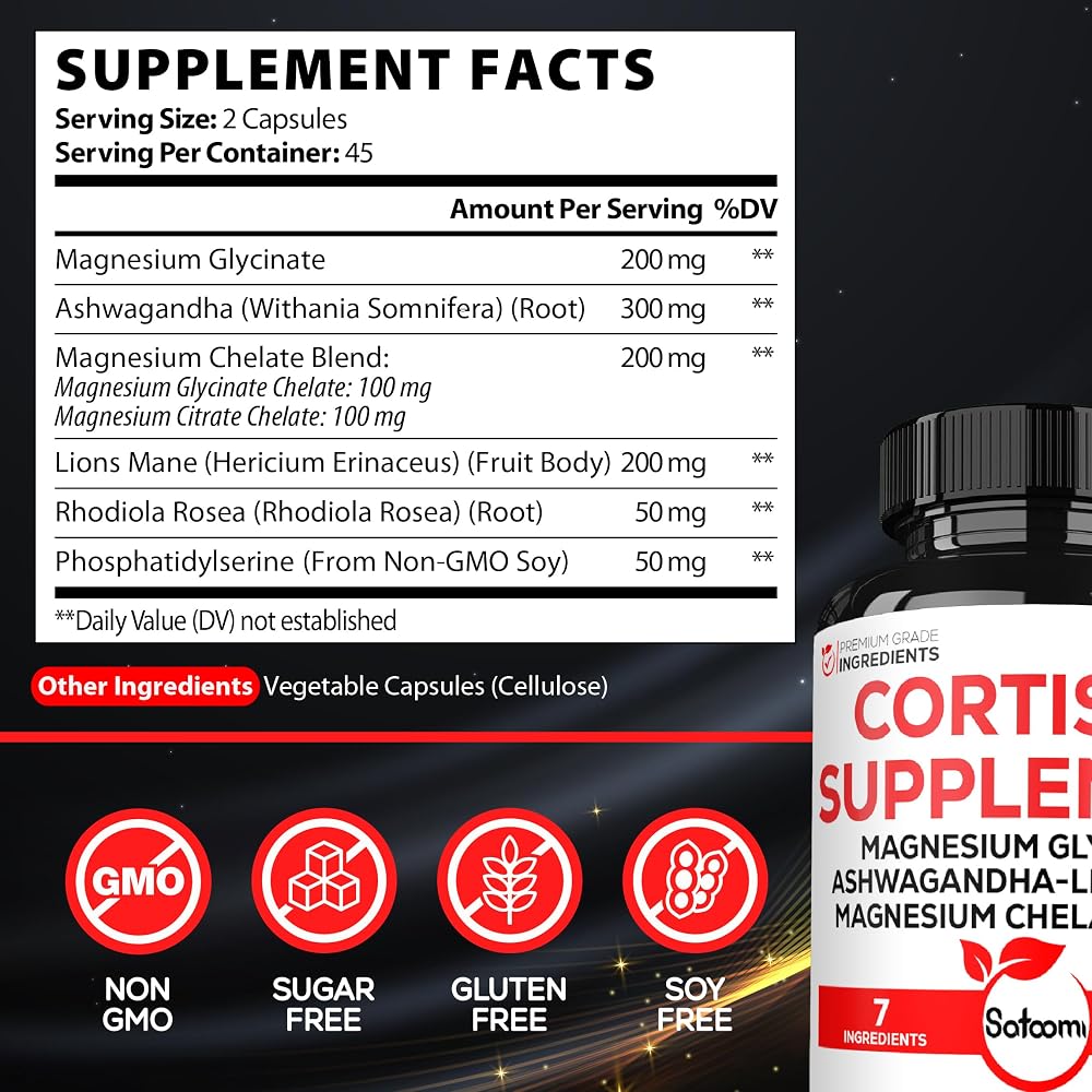 Satoomi - Cortisol Supplement & Magnesium Glycinate - 60 90 150