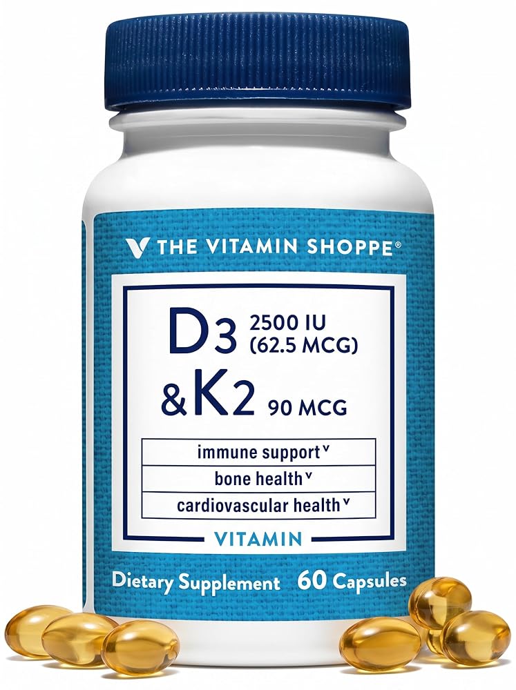 The Vitamin Shoppe Vitamin D3 2500 IU & K2 90 MCG - 60 Capsules