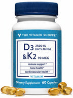 The Vitamin Shoppe Vitamin D3 2500 IU & K2 90 MCG - 60 Capsules