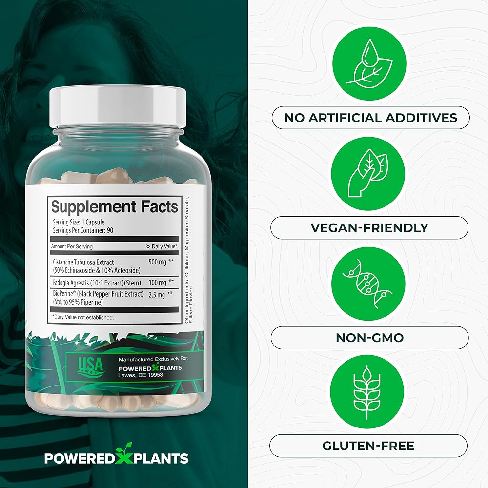 Powered X Plants Cistanche Tubulosa & Fadogia Agrestis - 90 Capsules - image 5