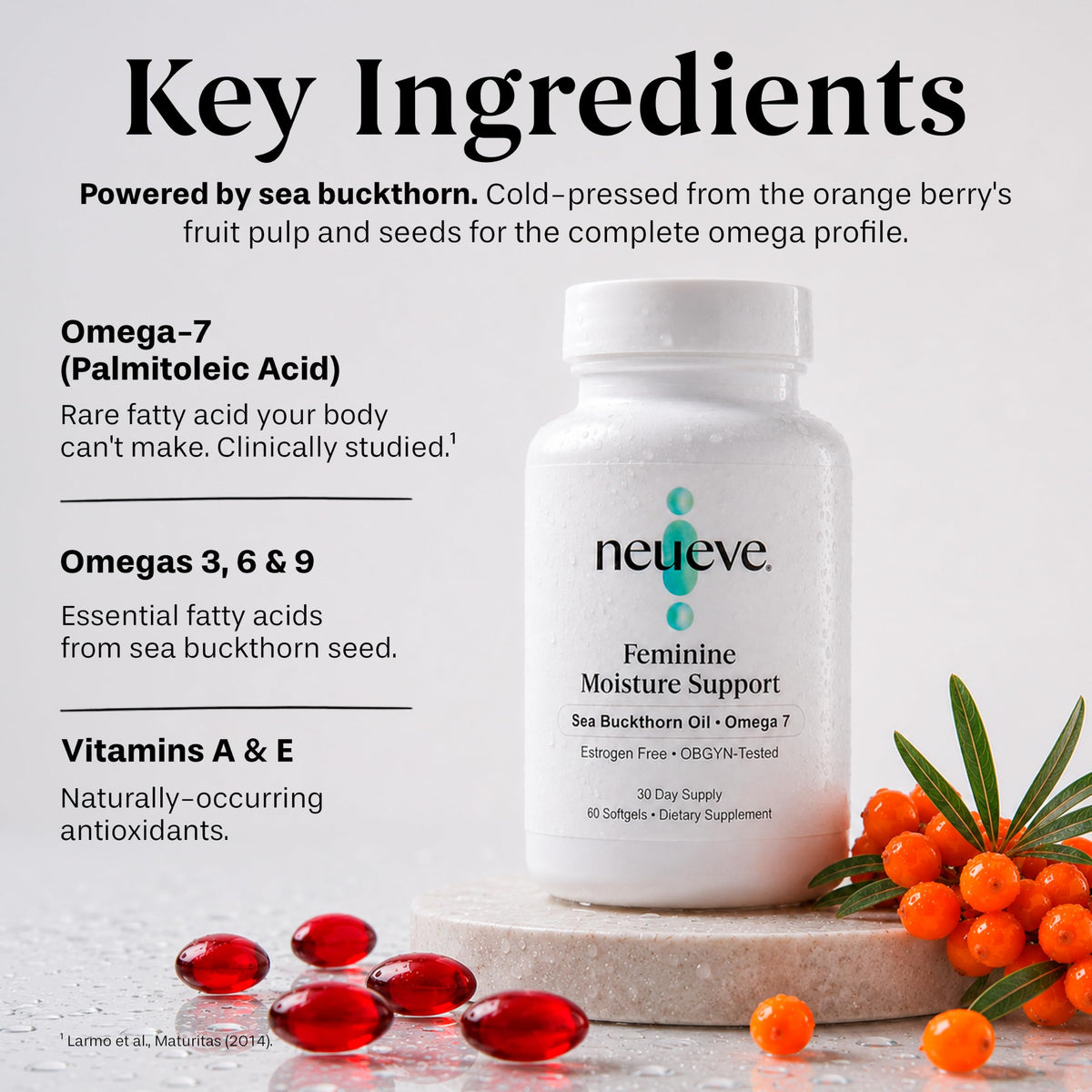NeuEve Feminine Moisture Support with Sea Buckthorn Oil - 60 Softgels - image 5