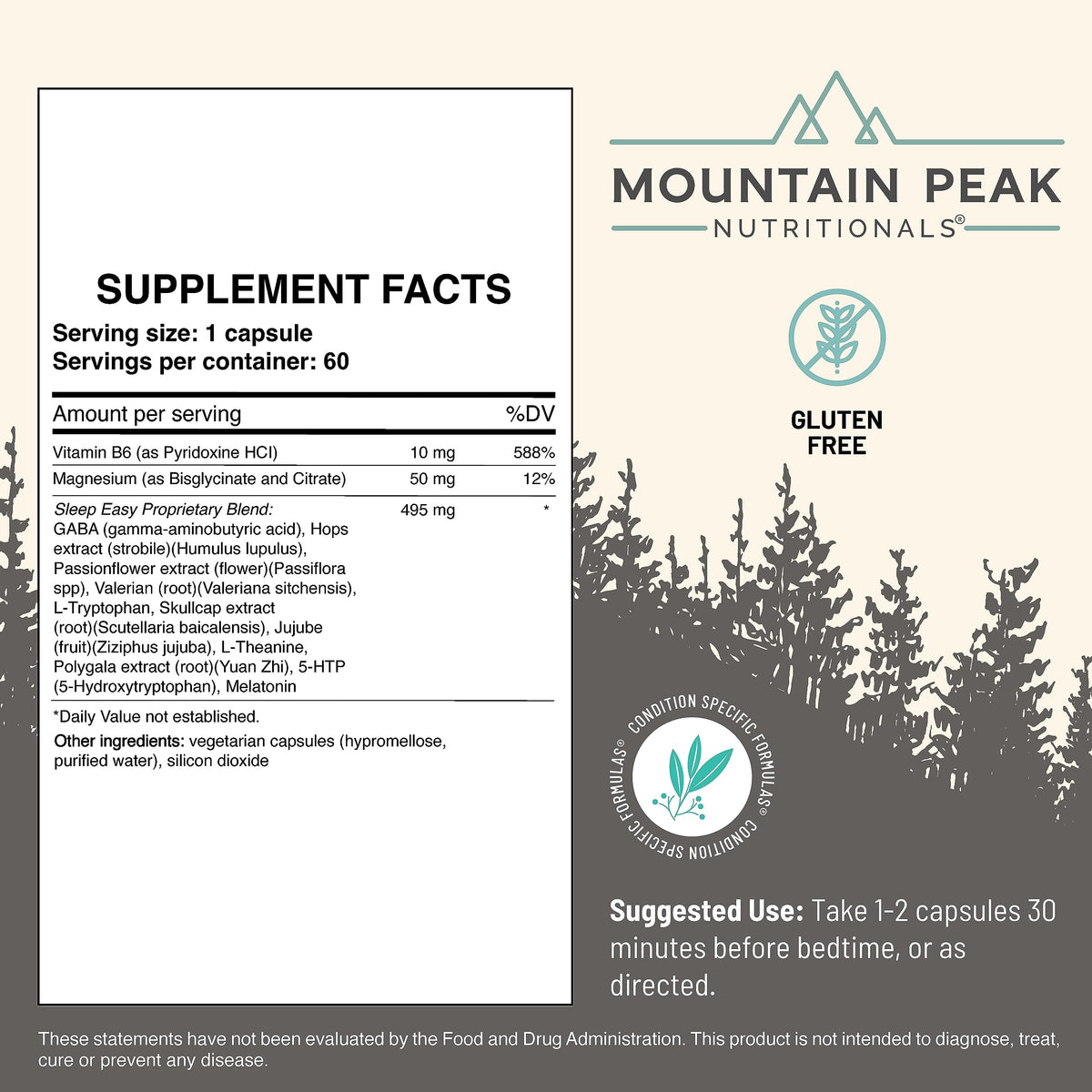 Mountain Peak Nutritionals Sleep Easy 5-HTP Melatonin Magnesium - 60 Capsules - image 3