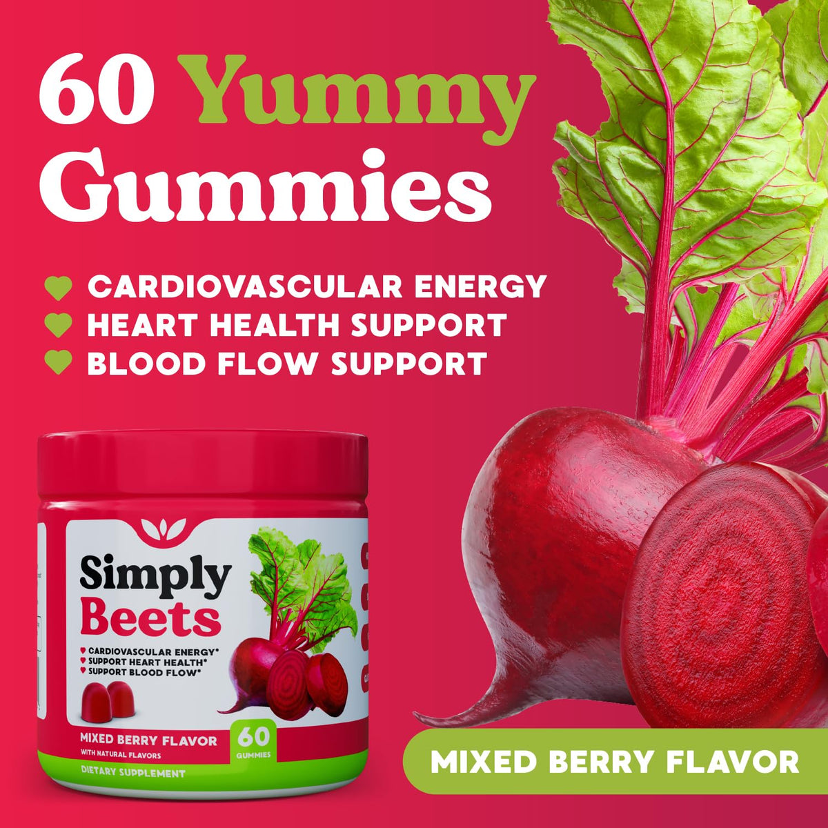 Simply Beets CoQ10 & Grape Seed Extract Gummies - 60 Count - image 4